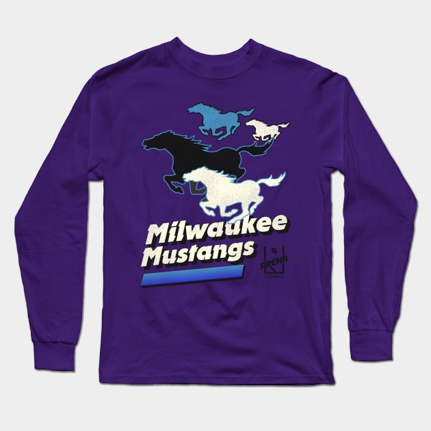 Defunct Milwaukee Mustangs Football Team Long Sleeve T-Shirt by Defunctland